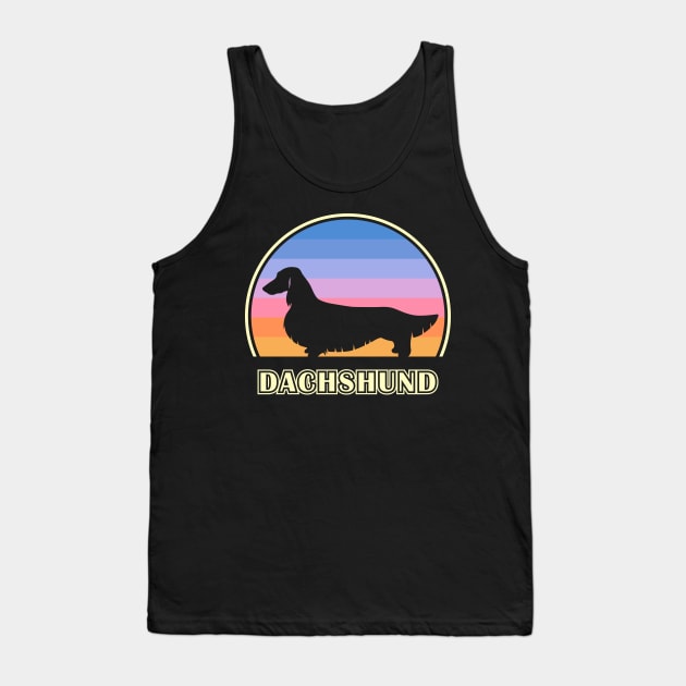 Long Haired Dachshund Vintage Sunset Dog Tank Top by millersye